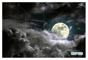 Papel De Teto Céu Noite Céu Lua Cheia Nuvens 3,5M Rof20