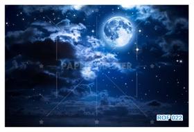 Papel De Teto Céu Noite Céu Lua Cheia Nuvens 3,5M Rof22
