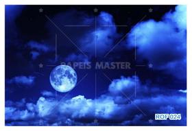 Papel De Teto Céu Noite Céu Lua Cheia Nuvens 3,5M Rof24