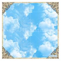 Papel De Teto Céu ul Nuvens Moldura Impressa 3,5M Rof33