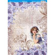 Papel Decoupage Dama com Flores Pdz-020 24,5x33cm Litoarte