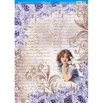 Papel Decoupage Dama com Flores Pdz-020 24,5x33cm Litoarte