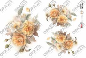 Papel Decoupage Opapel 30x45cm Flor Rosas Amarelas 2398 Opa