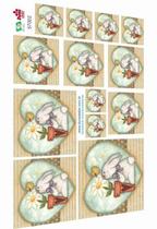 Papel decoupage Páscoa coelho com vaso flor - cód. 57002