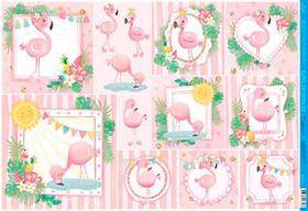 Papel Decoupage Pd-944 Flamingos Infantis 34,3x49 - Litoarte Papel Decoupage Pd-944 Flamingos Infantis 34,3x49 - Litoarte