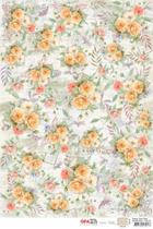 Papel Especial OPL 30x45 cm - Estampa Flores Rosa e Amarelas - Ref. 3275
