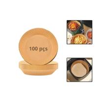 Papel Forro Air Fryer Antiaderente Descartável Com 100 Pcs