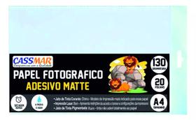 Papel Fotográfico 130g Adesivo fosco Matte A4 210x297mm Cassmar 100 Fls