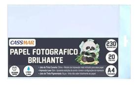 Papel Fotográfico 230g Brilhante A4 210x29m7m Cassmar 20 Fls