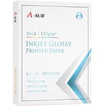 Papel Fotográfico A-SUB 100 Folhas 21,6x27,9 cm 135gsm Brilhante Papel Fotográfico A-SUB 100 Folhas 21,6x27,9 cm 135gsm Brilhante