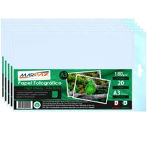 Papel Fotográfico A3 180g Brilhante 297x420mm Marpax 100Fls