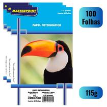 Papel Fotográfico A4 Glossy 115g Premium 100 Folhas Masterprint Foto Prova DÁgua Brilho Qualidade Brilhante
