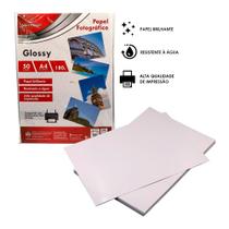 Papel Fotográfico A4 Glossy 180g Folha para Revelar Fotos 50 Folhas