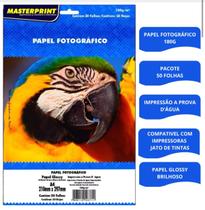 PAPEL FOTOGRÁFICO A4 Glossy 180g Masterprint 50 Folhas Brilhante Branco PAPEL FOTOGRÁFICO A4 Glossy 180g Masterprint 50 Folhas Brilhante Branco