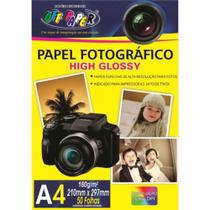 Papel Fotográfico A4 High Glossy 240g 50 Fls Grossa Branco - OFF PAPER
