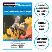 Papel Fotográfico Adesivo Premium A4 Glossy 130g - 20 Folhas Branco