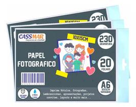 Papel Fotográfico Brilhante 10x15 230g Cassmar 20 fls