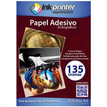 Papel Fotográfico Brilhante Glossy A4 135gr Adesivo para Impressoras Jato de Tinta