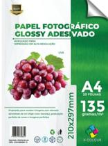 Papel fotográfico glossy adesivo 135gr a prova de d'água A4 X-COLOUR / 200 FOLHAS