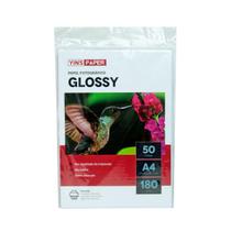Papel fotográfico glossy alto brilho a4 50fls 180g/m²