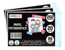 Papel Fotográfico Glossy Brilhante 10x15 260g Cassmar 20 Fls