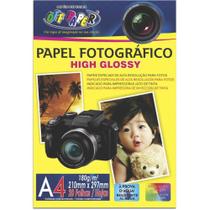 Papel Fotográfico INKJET A4 HIGH GLOSSY 180G Pacote com 20 Folhas