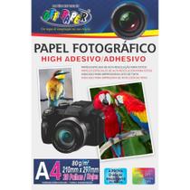 Papel Fotográfico INKJET A4 HIGH GLOSSY Adesivo 80G - Pacote com 20 Folhas