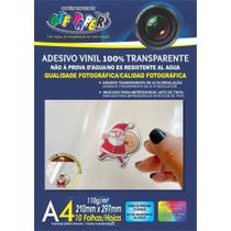 Papel Fotográfico INKJET A4 Vinil Adesivo Transparente 110G Pacote com 10 Folhas