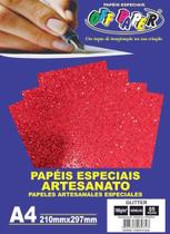 Papel Glitter 180grs Vermelho C/5fls Tam A4 - Off Paper