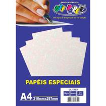 Papel Glitter A4 180g Branco Off Paper - 5 Folhas