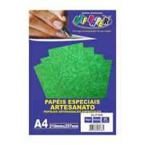 Papel Glitter A4 180g Verde C/5 Folhas Off Paper