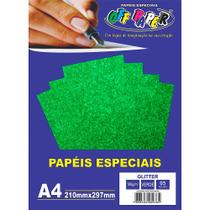 Papel Glitter A4 180g Verde Off Paper - 5 Folhas