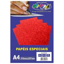 Papel Glitter A4 180g Vermelho 5 folhas Off Paper