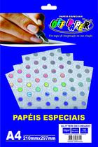 Papel Glitter Decorado A4 150g Prata c/ Bolinhas Off Paper unitario Papel Glitter Decorado A4 150g Prata c/ Bolinhas Off Paper unitario