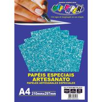 Papel Glitter Metálico 250g/m² - Off Paper - Azul Turquesa