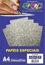 Papel Glitter Prata A4 180 Gramas 5 Folhas Off Paper (SKU 14681)