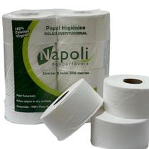 Papel Higiênico 100% Celulose Virgem Rolão 300 Metros C/8 Rolos - Napoli