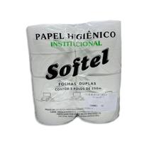 Papel Higiênico 250m Folha Dupla 100% Celulose Softel com 8 Rolos