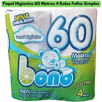 Papel Higiênico 4 Rolos 60 Metros Bono Folha Simples