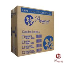 Papel Higiênico Açucena Branco Extra Luxo Rolao 8 rolos 10 cm x 300m