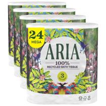 Papel higiênico Aria 100% reciclado 4 pacotes de 6 rolos e 3 camadas