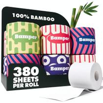 Papel higiênico Bamper, 3 camadas, 380 folhas, 100% bambu, 12 rolos