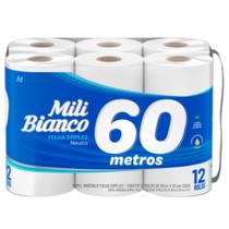 Papel Higiênico Bianco Folha Simples 12 Un Neutro 60 metros Mili