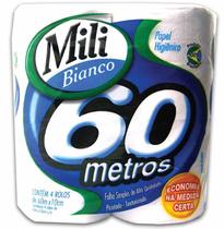 Papel Higiênico Bianco Rolo Com 60 Metros 8557 Mili - 4rl