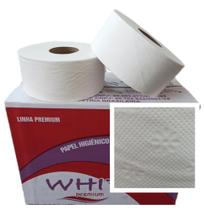 Papel Higiênico Branco 100% Celulose White Premium - Folha Dupla - Rolão 8x250m - Limpmax