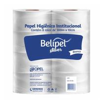 Papel Higiênico Branco 300 m x 10cm / 8 rolos - Belipel Silver Papel Higiênico Branco 300 m x 10cm / 8 rolos - Belipel Silver