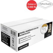 Papel Higiênico Branco Interfolhado Cai Cai Folha Dupla Ness Extra Luxo 11x20,5cm Cx/6000 folhas L Papel Higiênico Branco Interfolhado Cai Cai Folha Dupla Ness Extra Luxo 11x20,5cm Cx/6000 folhas L