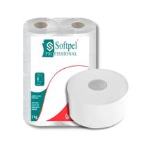 Papel higiênico branco softpel rolão (10cmx200m). c/ 8 rolos