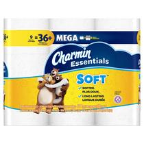 Papel higiênico Charmin Essentials Soft de 2 camadas 9 Mega Rolls