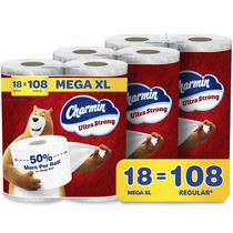 Papel higiênico Charmin Ultra Strong 18 Mega XL = 108 Regular